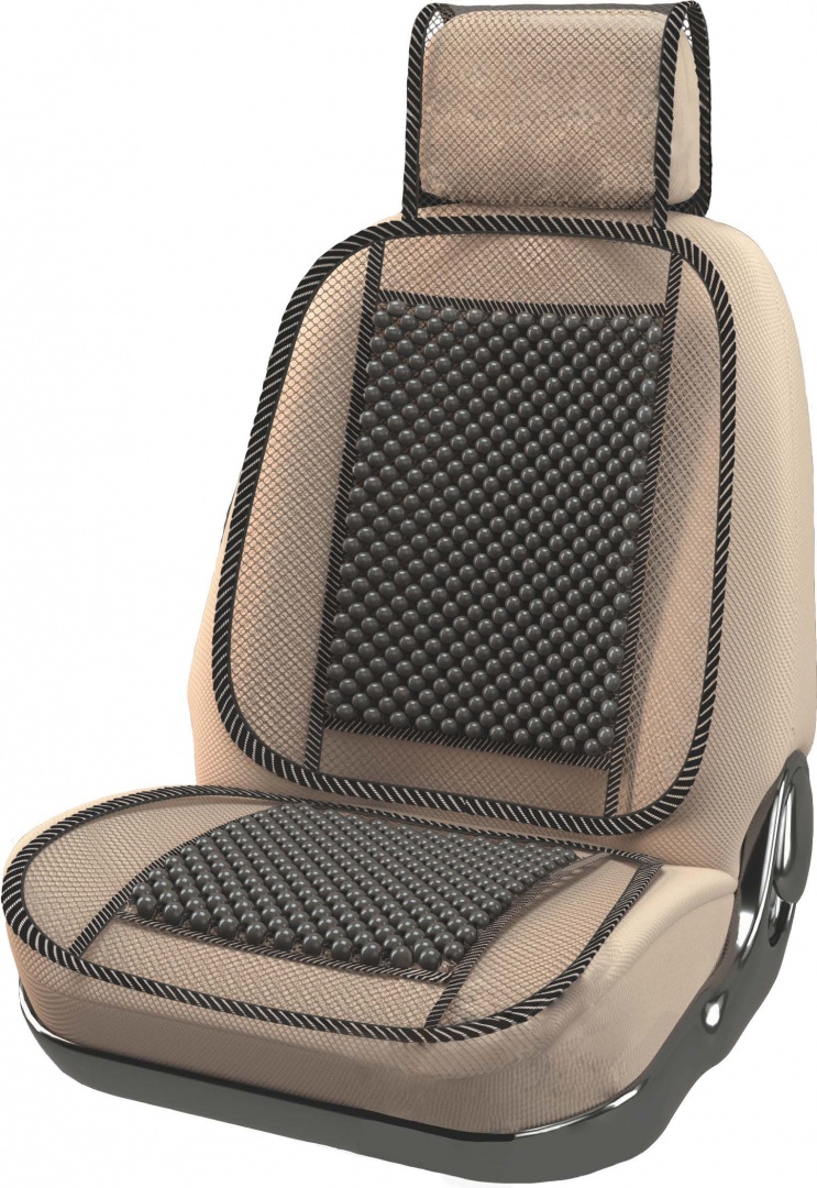 Накидка на сиденье "Nova Bright-fusion" массажная, сетчатая, с подголовником (деревянные вставки, черная) (131х51см)
