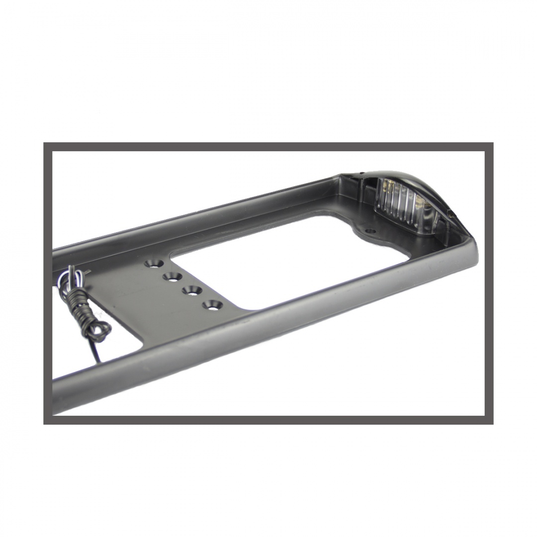 Рамка номерного знака с освещением боковым "капля" (чёрная) 