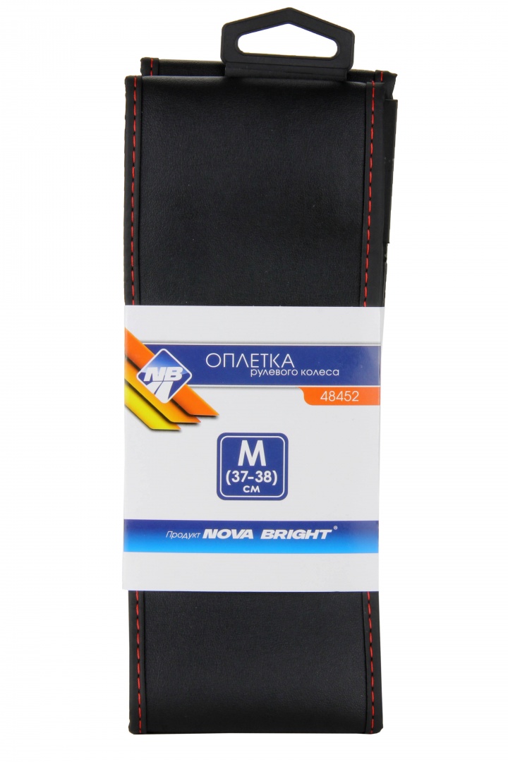 Оплетка рулевого колеса "Nova Bright" (М) экокожа, черная бескаркасная 